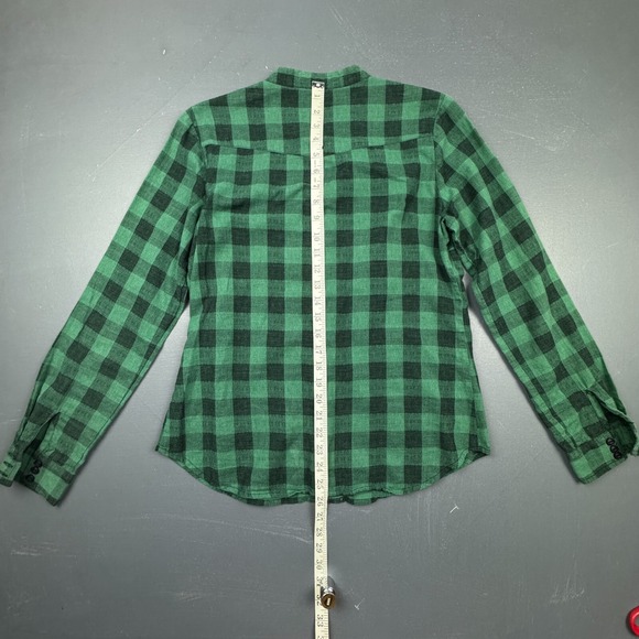 Sundance Plaid Shirt Women's Medium Green Black Button Up Lace Embroidered Top - Picture 4 of 7